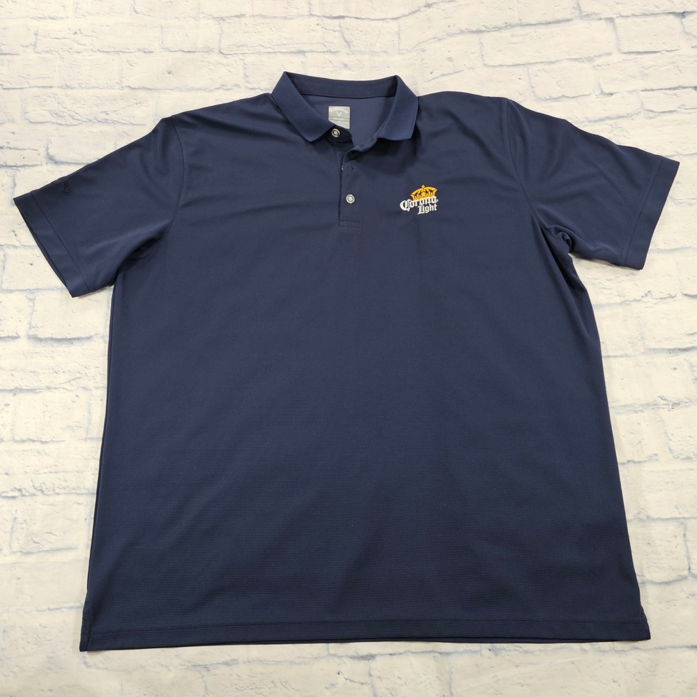 Callaway Polo Shirt MENS XXL Navy Blue Corona Light Embroidered Golf Opti-Dri